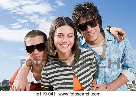 Three teenage friends View Large Photo Image Stock Image - Three teenage friends. Fotosearch