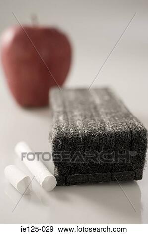 Apple board rubber and chalk View Large Photo Image Stock Photo - Apple board rubber and chalk. Fotosearch