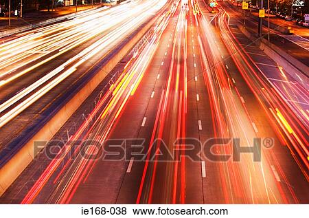 Car lights on freeway View Large Photo Image Stock Photo - Car lights on freeway. Fotosearch