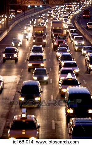 Picture - Cars on freeway. Fotosearch