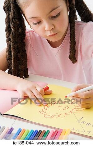Girl drawing View Large Photo Image Picture - Girl drawing. Fotosearch