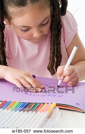 Girl drawing View Large Photo Image Stock Photo - Girl drawing. Fotosearch