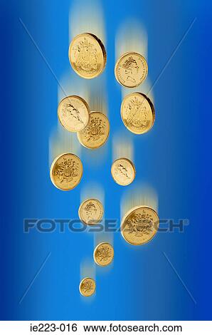 Stock Photograph - One pound coins falling. Fotosearch