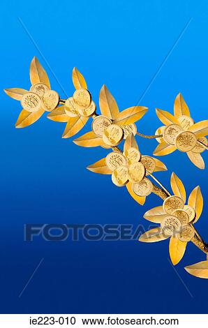 Stock Image - One pound coins on a tree. Fotosearch