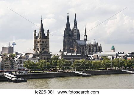 Stock Image - Great st martin church and cologne cathedral . Fotosearch