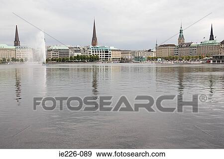 Stock Photo - Lake alster hamburg. Fotosearch