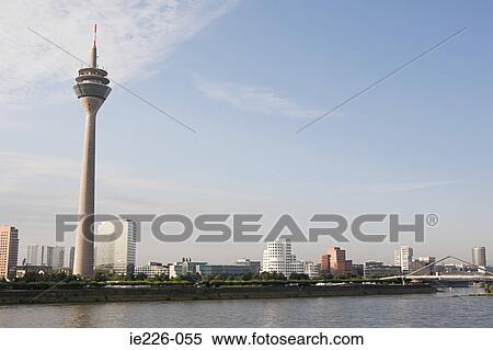 Rhine river and dusseldorf media harbour View Large Photo Image Stock Photography - Rhine river and dusseldorf media harbour. Fotosearch