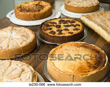 Cakes and flans View Large Photo Image Stock Photograph - Cakes and flans. Fotosearch