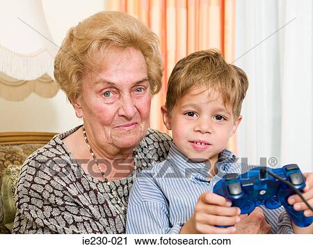 Grandmother with grandson View Large Photo Image Stock Image - Grandmother with grandson. Fotosearch