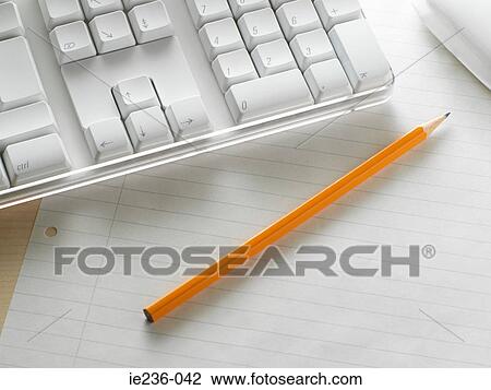 A pencil paper and a computer keyboard View Large Photo Image Stock Image - A pencil paper and a computer keyboard. Fotosearch