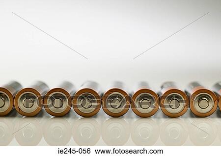 Stock Photograph - Batteries in a row. Fotosearch
