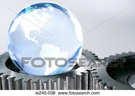 Planet earth and machine cogs View Large Photo Image Stock Photo - Planet earth and machine cogs. Fotosearch