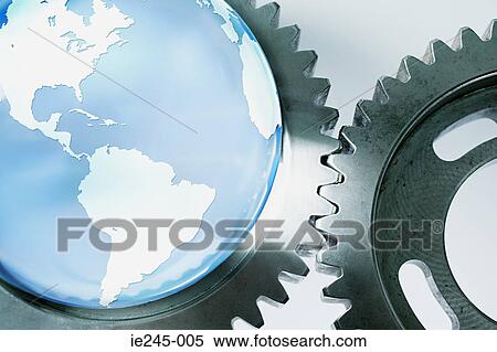 Planet earth and machine cogs View Large Photo Image Stock Photography - Planet earth and machine cogs. Fotosearch