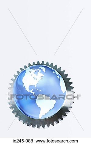 Planet earth in a machine cog View Large Photo Image Stock Photo - Planet earth in a machine cog. Fotosearch