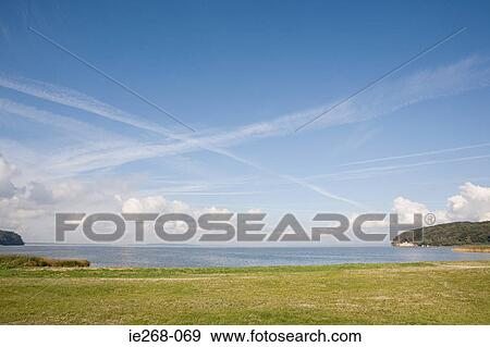 Grassy field near the sea View Large Photo Image Stock Photo - Grassy field near the sea. Fotosearch