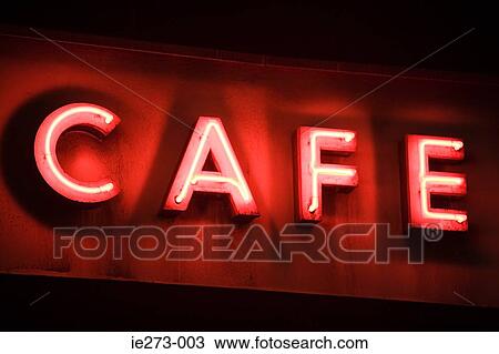 Stock Image - Neon sign for a cafe. Fotosearch