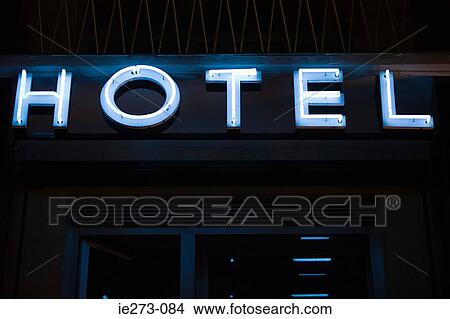 Neon sign for a hotel View Large Photo Image Picture - Neon sign for a hotel. Fotosearch