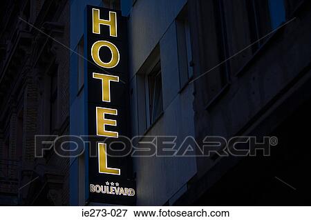 Neon sign for a hotel View Large Photo Image Stock Photo - Neon sign for a hotel. Fotosearch