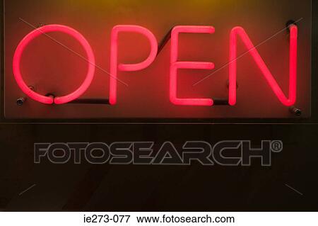 Stock Photo - Open neon sign. Fotosearch
