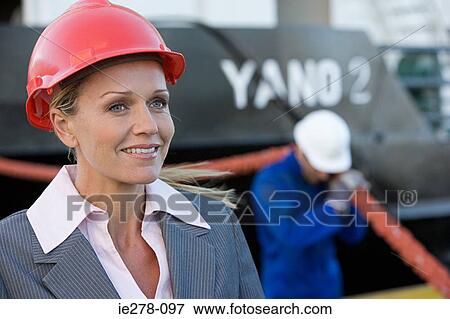 Stock Photo - Engineer at harbour. Fotosearch