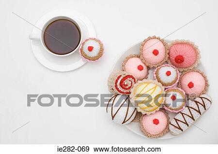 Coffee and knitted cakes View Large Photo Image Stock Photo - Coffee and knitted cakes. Fotosearch