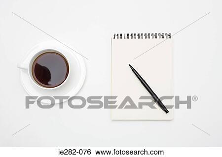 Notepad and coffee cup View Large Photo Image Stock Photograph - Notepad and coffee cup. Fotosearch