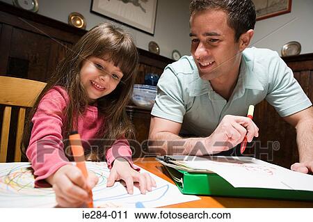 Father and daughter drawing View Large Photo Image Stock Image - Father and daughter drawing. Fotosearch