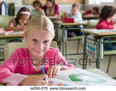 Girl in classroom View Large Photo Image Stock Photo - Girl in classroom. Fotosearch