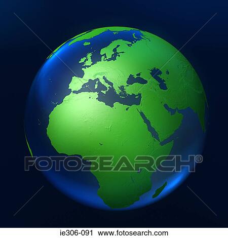 Stock Image - Computer generated globe. Fotosearch