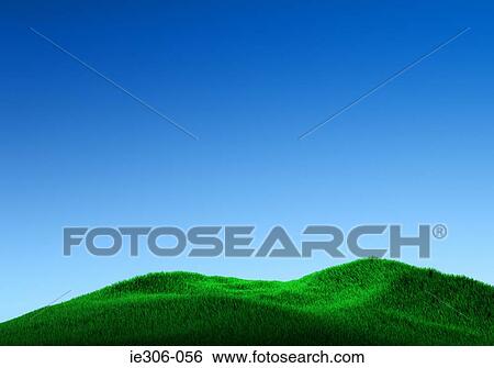 Grassy hill and blue sky View Large Photo Image Stock Photograph - Grassy hill and blue sky. Fotosearch
