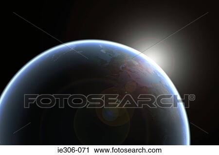 Sun emerging over planet earth View Large Photo Image Stock Image - Sun emerging over planet earth. Fotosearch