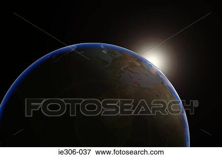 Sun emerging over planet earth View Large Photo Image Stock Photo - Sun emerging over planet earth. Fotosearch