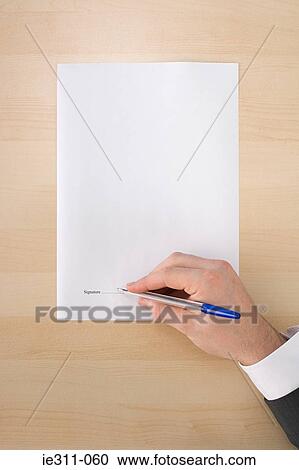 Stock Image - Person signing. Fotosearch