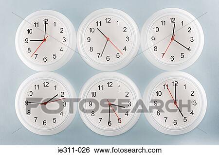 Six clocks View Large Photo Image Stock Photograph - Six clocks. Fotosearch