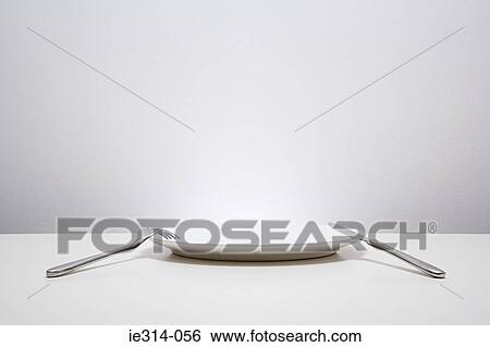 Stock Photograph - Knife fork and plate. Fotosearch
