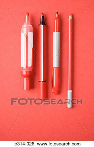 Stock Photograph - Red pens and pencil. Fotosearch