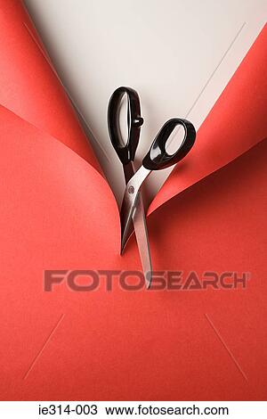 Scissors cutting red paper View Large Photo Image Stock Image - Scissors cutting red paper. Fotosearch