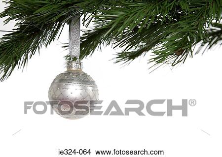 A bauble hanging on a christmas tree View Large Photo Image Picture - A bauble hanging on a christmas tree . Fotosearch