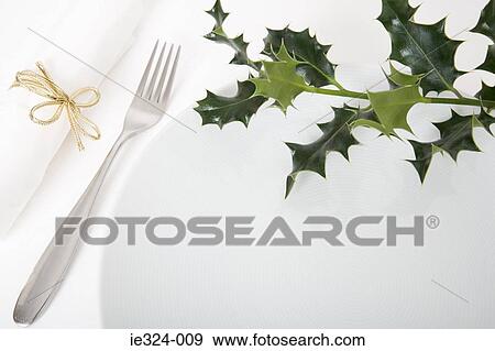 Stock Photo - A christmas place setting. Fotosearch