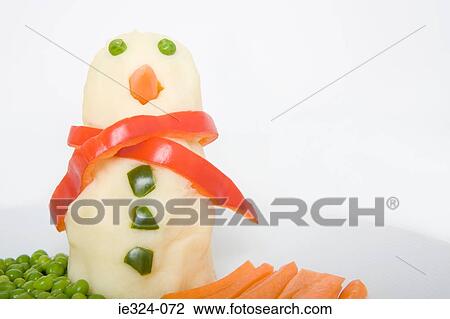 A snowman made out of food View Large Photo Image Stock Image - A snowman made out of food. Fotosearch