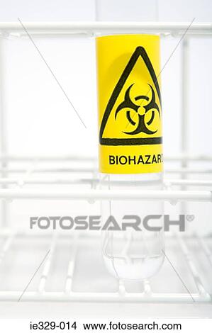 Biohazard label on a test tube View Large Photo Image Picture - Biohazard label on a test tube. Fotosearch