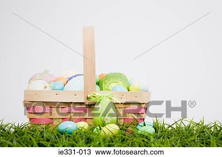 Basket of easter of eggs View Large Photo Image Stock Image - Basket of easter of eggs. Fotosearch