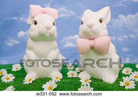 Two rabbits wearing bows View Large Photo Image Stock Image - Two rabbits wearing bows. Fotosearch