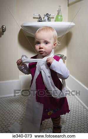 Little girl with toilet paper View Large Photo Image Stock Image - Little girl with toilet paper. Fotosearch