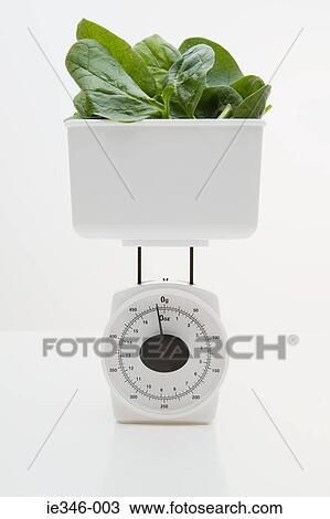 Spinach on weight scales View Large Photo Image Stock Image - Spinach on weight scales. Fotosearch