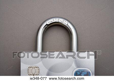 Credit card lock View Large Photo Image Stock Photo - Credit card lock. Fotosearch