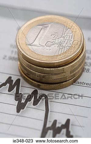 Stock Image - Euros on graph. Fotosearch