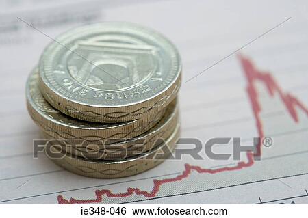 Pound coins on graph View Large Photo Image Stock Photograph - Pound coins on graph. Fotosearch