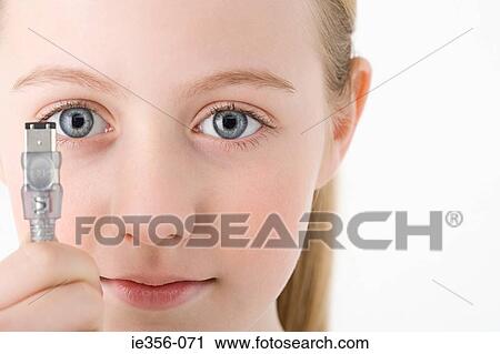 Girl with plug View Large Photo Image Stock Image - Girl with plug. Fotosearch