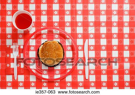Elevated view of a hamburger View Large Photo Image Stock Image - Elevated view of a hamburger. Fotosearch